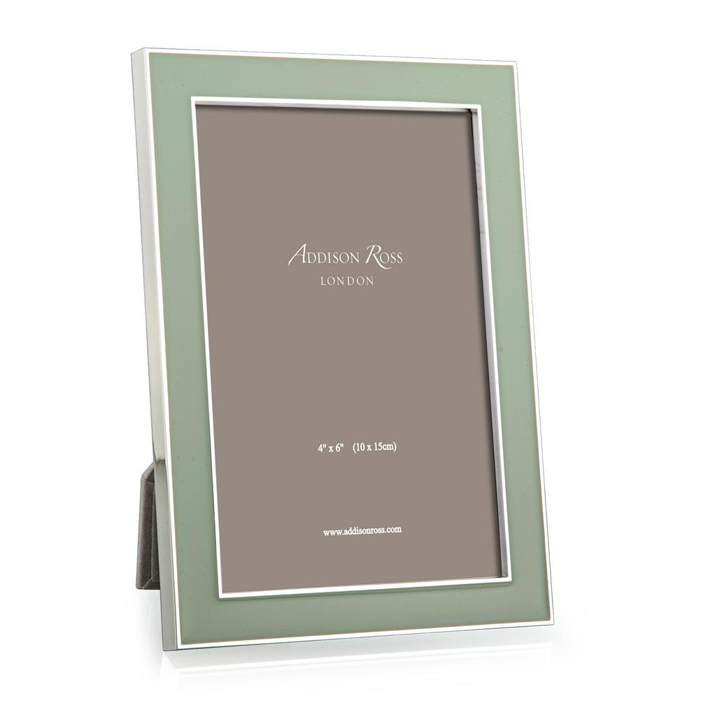 Sage Green Enamel with Silver Trim Picture Frame 5x7