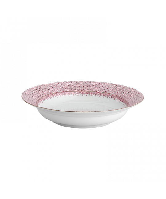 Pink Lace Rim Soup Plate