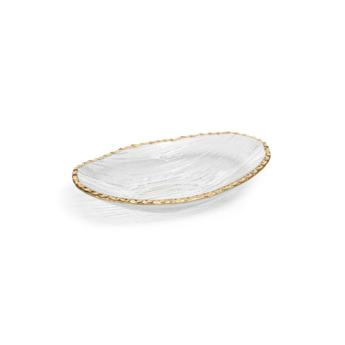 Glass Bowl with Textured Gold Edge, Lg