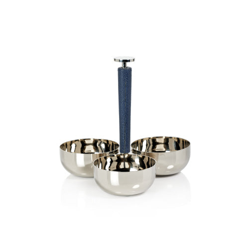 Laguna Nickel and Leather Condiment Set