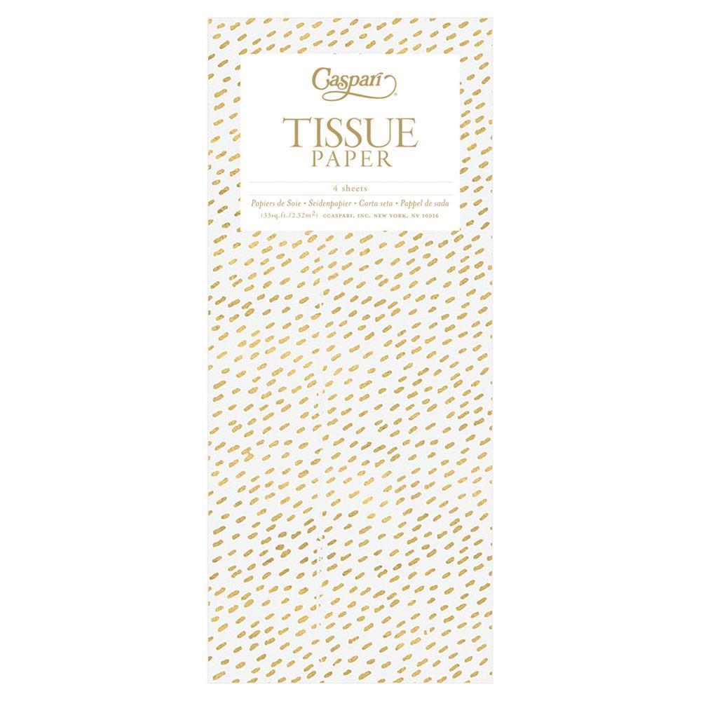 Little Dash Tissue Paper in White & Gold - 4 Sheets Included