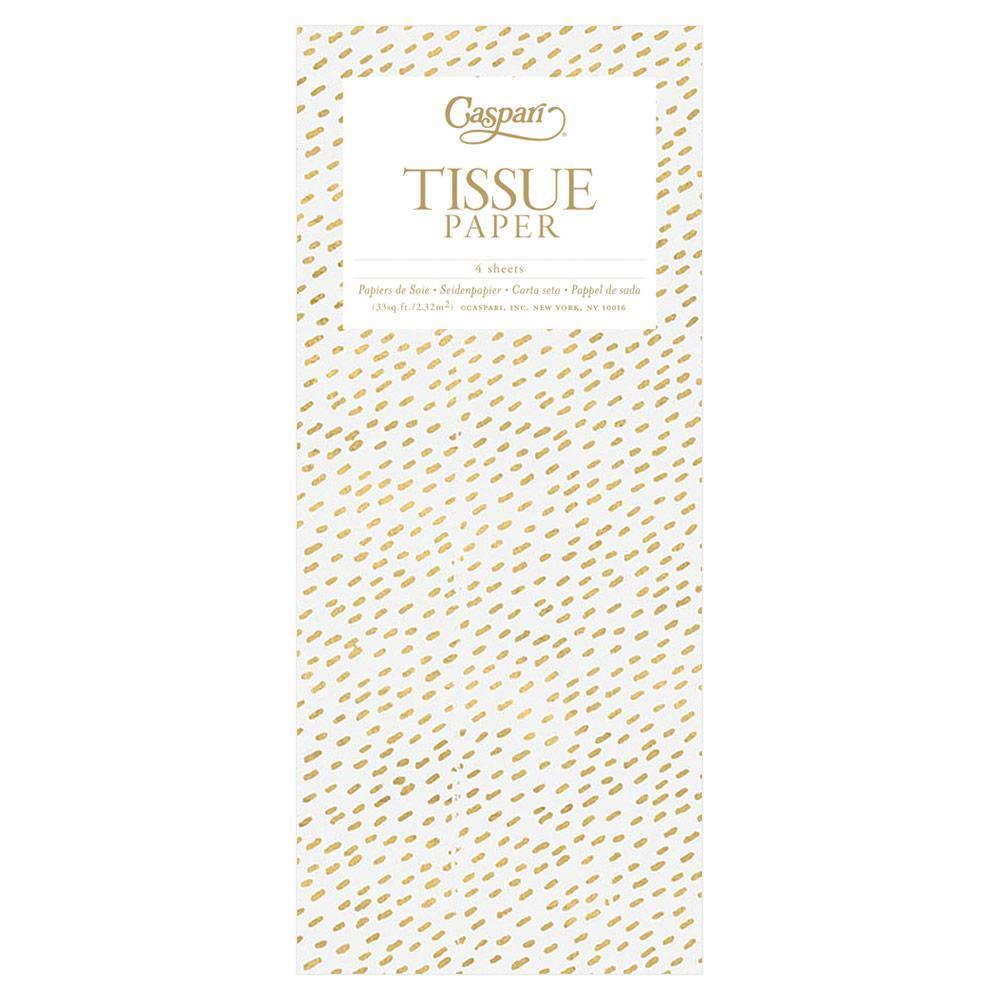 Little Dash Tissue Paper in White & Gold - 4 Sheets Included