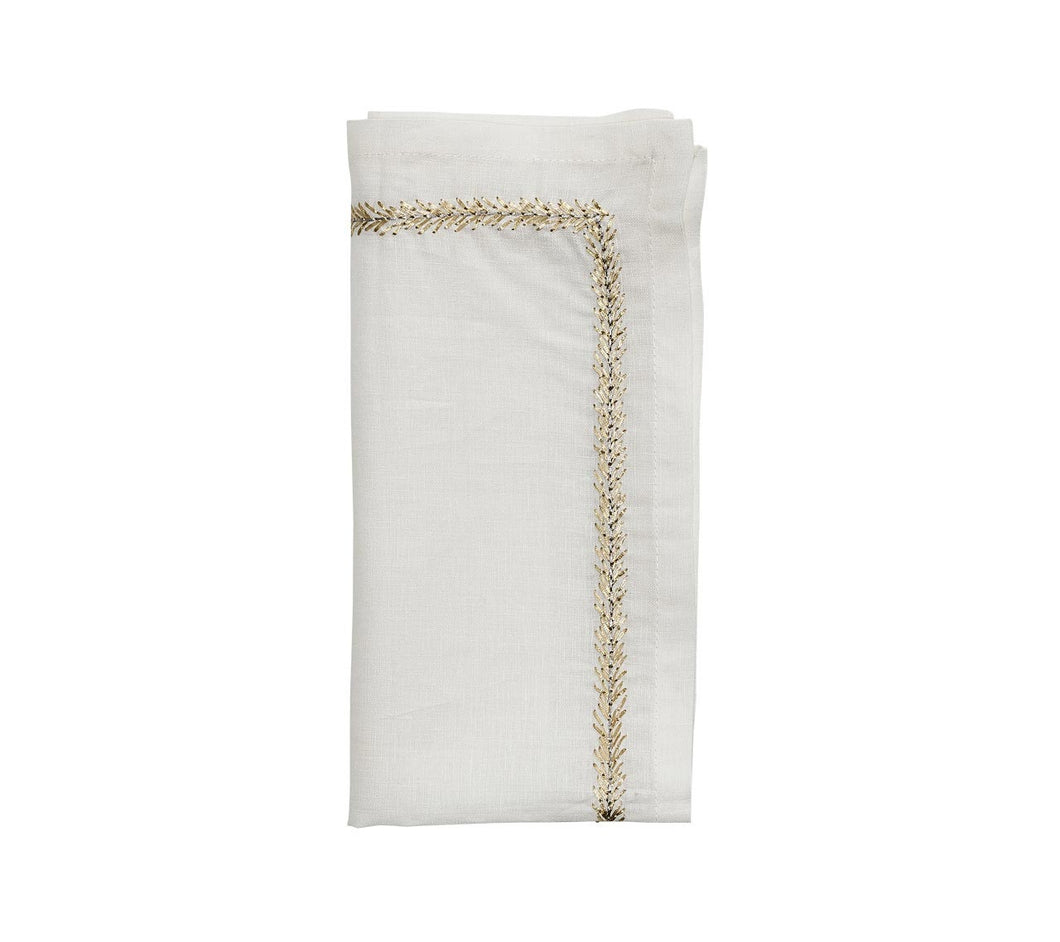 White, Gold & Silver Jardin Dinner Napkin